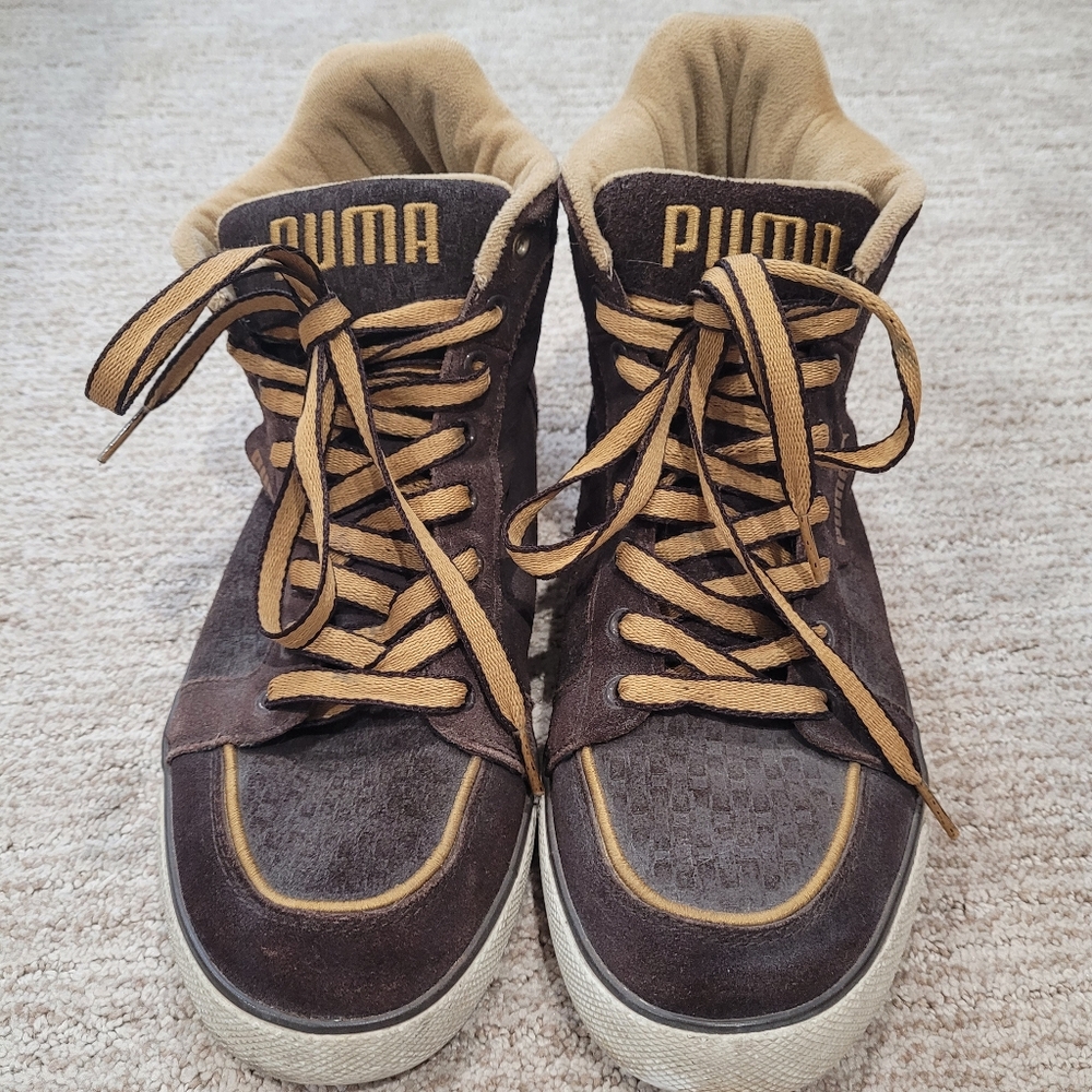 PUMA Men's Dark Brown High-Top Sneakers
